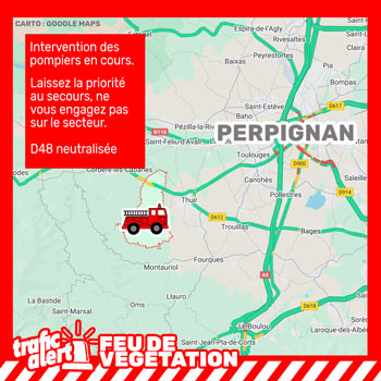 Feu au sud-ouest de Perpignan
